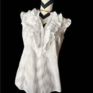 LOFT White Ruffled Blouse